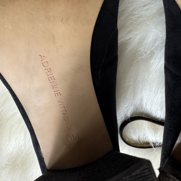 Adrienne Vittadini Black Chunky Heels with Criss Cross Straps Suede Black - Picture 5 of 6